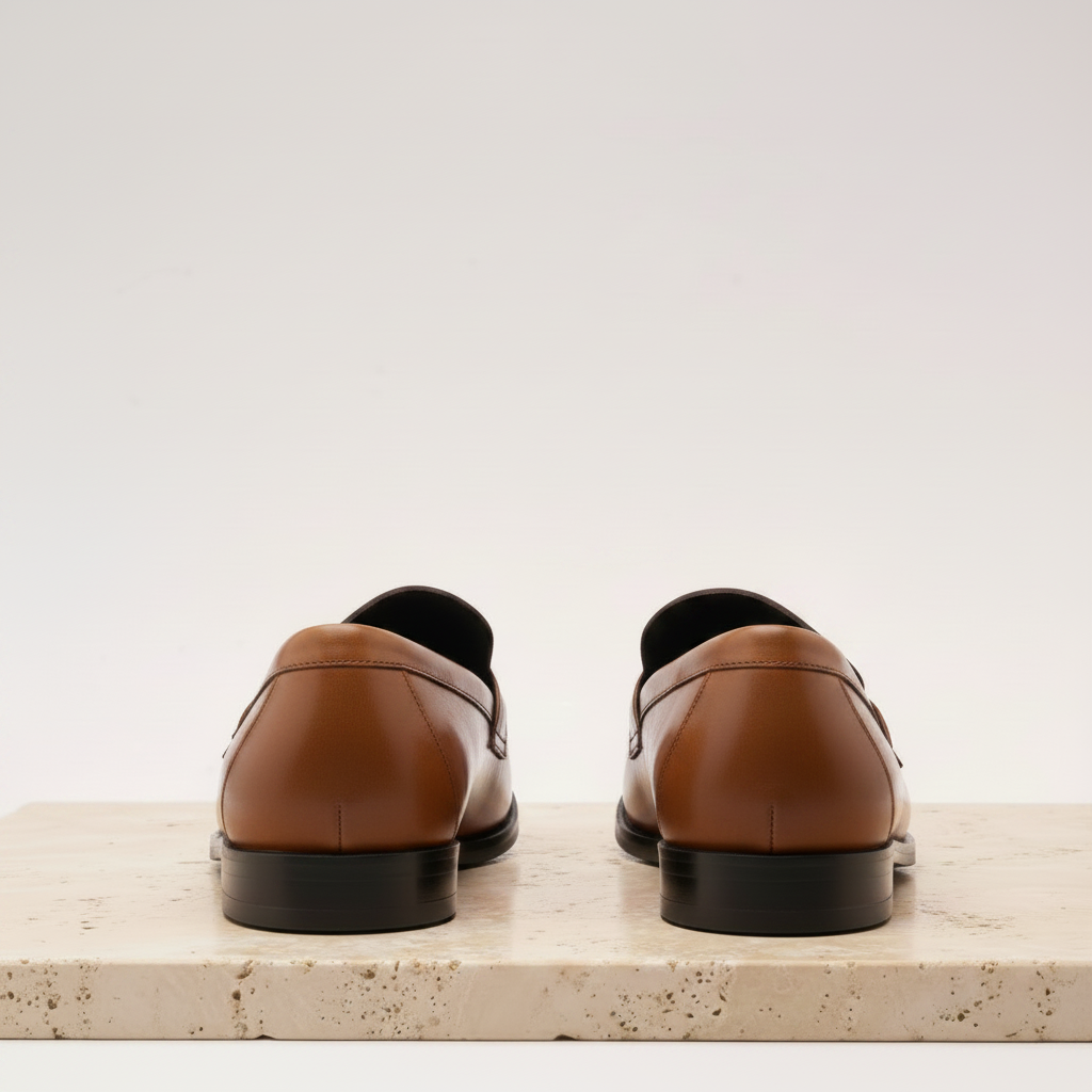 Embossed Brown Major Loafer - Rear View Clean