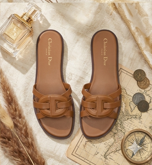 D-CLUB SLIDE ( CAMEL CALFSKIN )