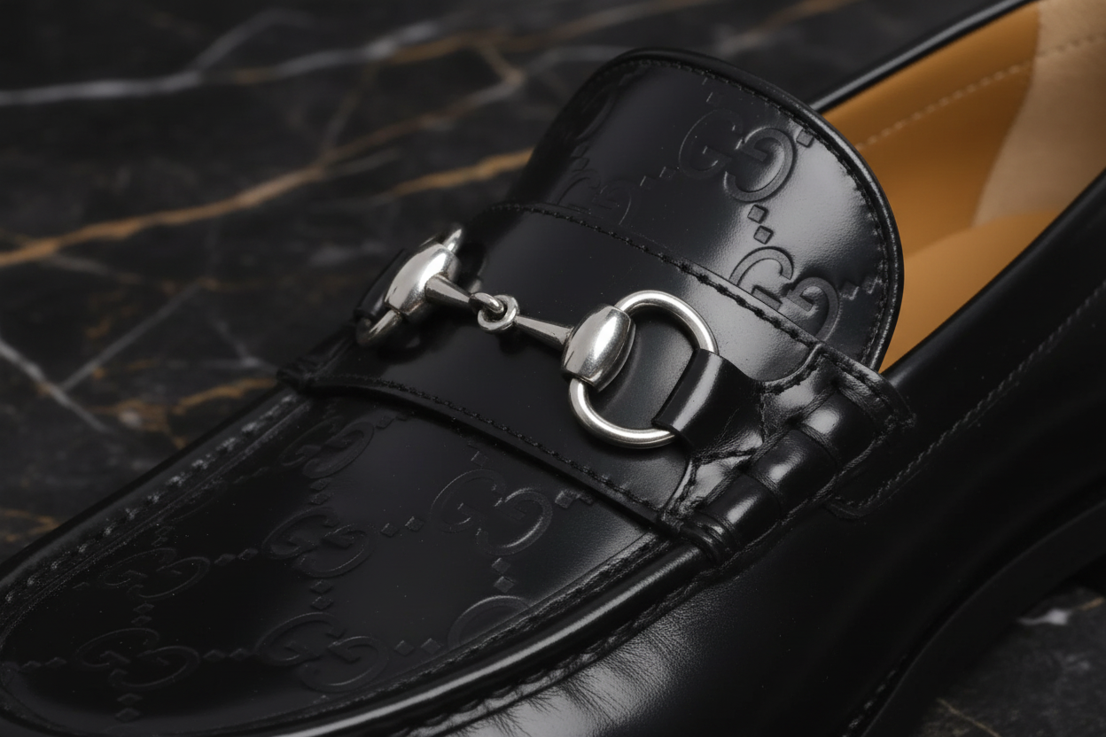 Detail close-up luxury loafer campaign shot