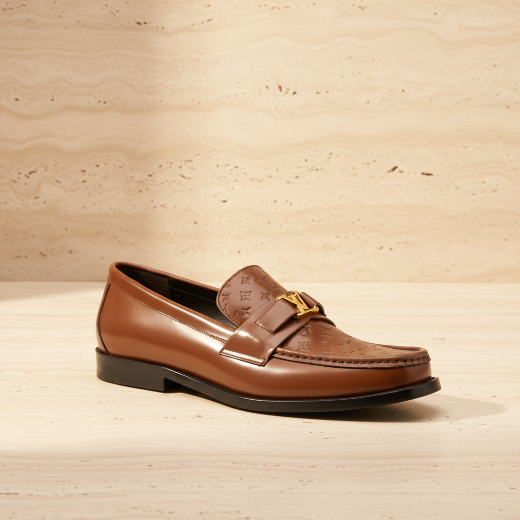 Embossed Brown Major Loafer - Side Profile