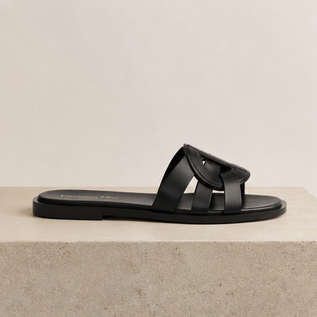 D-CLUB SLIDE ( BLACK CALFSKIN )