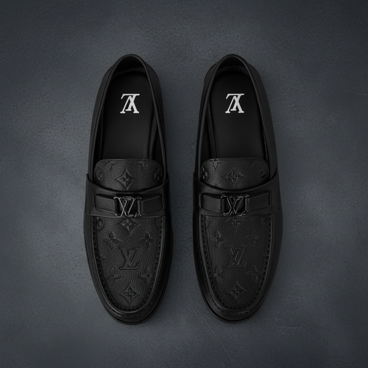 Top-Down Flat Lay — Black Monogram