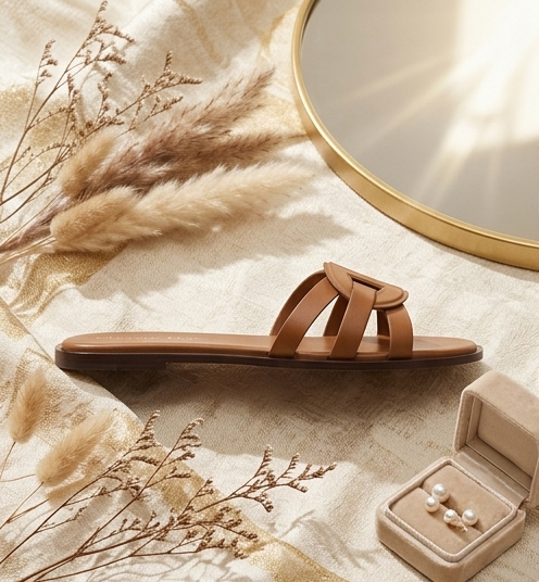 D-CLUB SLIDE ( CAMEL CALFSKIN )