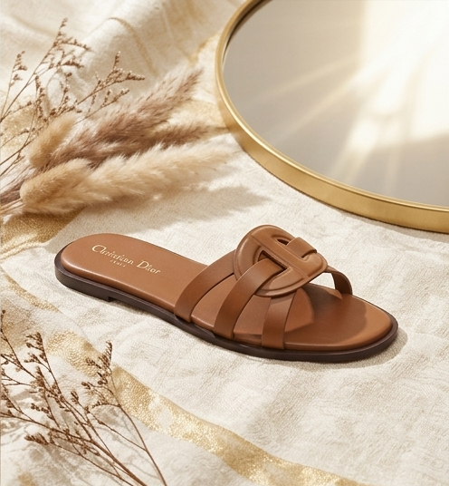 D-CLUB SLIDE ( CAMEL CALFSKIN )